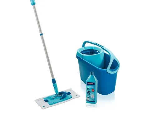 Leifheit Bodenwischer Clean Twist M Ergo, 52127 - Nass- & Trockenmopps für den Haushalt mit patentierter Schleudermechanik für bequemes Auswringen ohne Bücken. Ideal für alle Hartböden und inklusive 1L Kraftreiniger für starke Verschmutzungen.