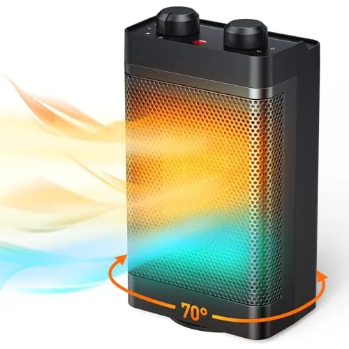 Heizlüfter Energiesparend, 1500W 3 Heizmodi Keramik Elektrische Heizung, 70° oszillierend, Berhitzungs- & Kippschutz, Leise Raumheizgerät für Betrieb im Büro, Wohnzimmer, Schlafzimmer