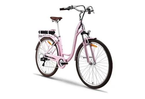 VECOCRAFT E-Bike Cityrad HEBE - 25 km/h Damen E-Bike mit Shimano 7-Gang - E-Bikes, komfortables Cityrad mit 360 Wh Akku für bis zu 80 km Reichweite und wartungsfreiem Heckmotor, ideal für Stadtfahrten.