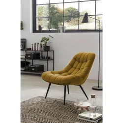 SalesFever Sessel XXL - Samt/Metall Gelb/Schwarz - Eleganter XXL Sessel aus hochwertigem Samt und Metall, bietet höchsten Komfort und ein modernes Design für jedes Wohnzimmer.