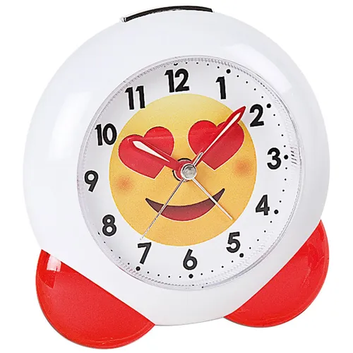 Atlanta 1918/1 Kinderwecker - Quarz analog in Weiß und Rot - Wecker für Kinder mit schleichender Sekunde und blinkendem Leuchtrahmen, der das Aufstehen zum Vergnügen macht. Kompakt und verspielt, ideal für jedes Kinderzimmer.