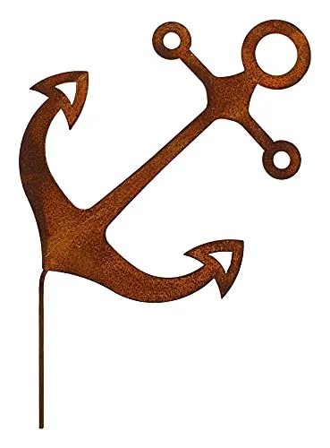 Manufaktur Lichtbogen Rost Gartenstecker Anker 53 cm