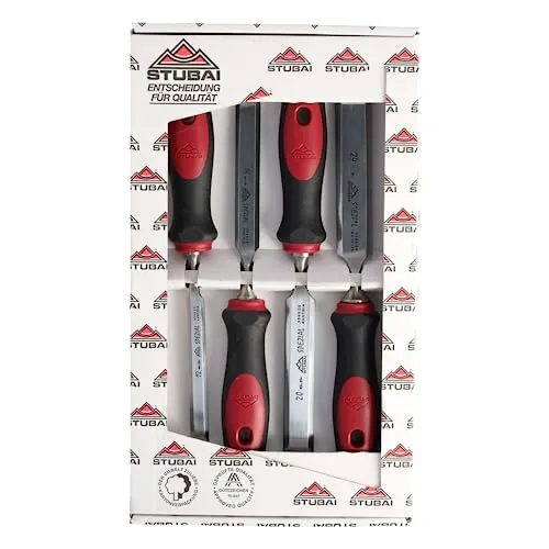 Stubai Profi Stemmeisensatz 4-teilig mit 2K-Griff - Nagel- & Brecheisen, präzise Holzbearbeitung mit ergonomischem 2K-Griff und langlebigem Werkzeugstahl für exakte Ergebnisse.