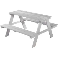 Roba Kindersitzgruppe Picknick for 4 - Grau - Gartenmöbel-Set für Kinder, kindgerecht designt mit abgerundeten Kanten und bis 50 kg belastbaren Sitzflächen. Ideal für das Spielen im Freien!
