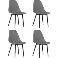 vidaXL Esszimmerstühle 4 Stk. Grau PP - Stühle für Esszimmer, minimalistisch und leicht zu reinigen. Ergonomische Rückenlehne für höchsten Sitzkomfort und stabile Metallbeine.