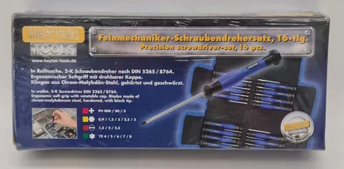 HEYTEC Feinmechaniker Schraubendrehersatz 16-tlg., 1 Stück, blau-schwarz, 50835