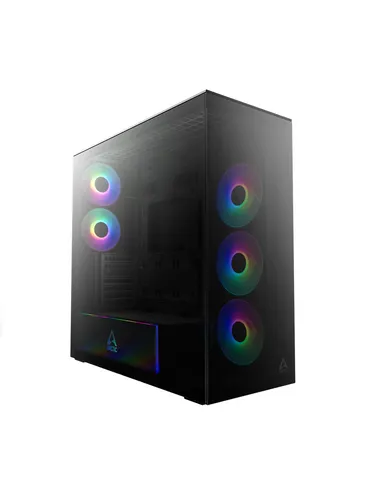 ARCTIC Xtender Black E-ATX Gaming Gehäuse - E-ATX Gaming Gehäuse mit Seitenfenster und 5 ARGB-Lüftern, ideal für leistungsstarke Gaming-Setups und optimale Kühlung.