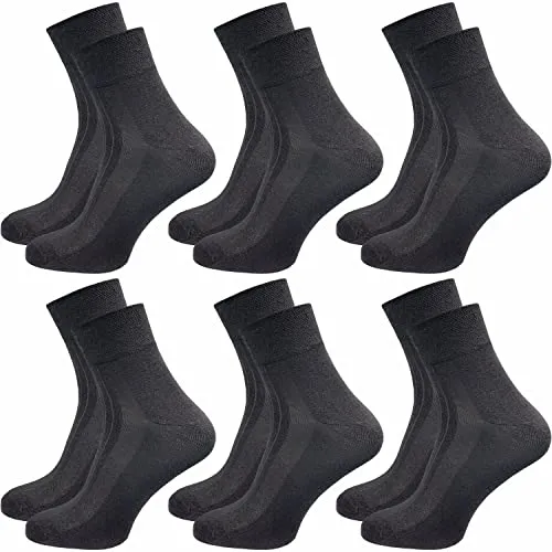 GAWILO Damen Wellnesssocken (6 Paar) | Ohne Gummibund & ohne Naht | Venensocken mit Komfortbund & verstärkten Belastungszonen (39-42, schwarz)