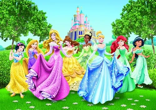 AG Design FTD 2207 Disney Princess Prinzessinen, Papier Fototapete - 360x254 cm - 4 teile, Papier, multicolor, 0,1 x 360 x 254 cm
