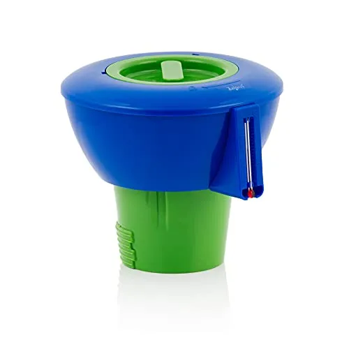 Zelsius Pool Dosierschwimmer mit Thermometer | Chlorspender für Ø 9 cm Tabletten | Chlordosierer für Pool, Chlor Dosierschwimmer, Chlorschwimmer Pool, schwimmender Chlorspender