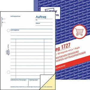 Avery Zweckform 1727 Auftragsbuch A6 2x40 Blatt