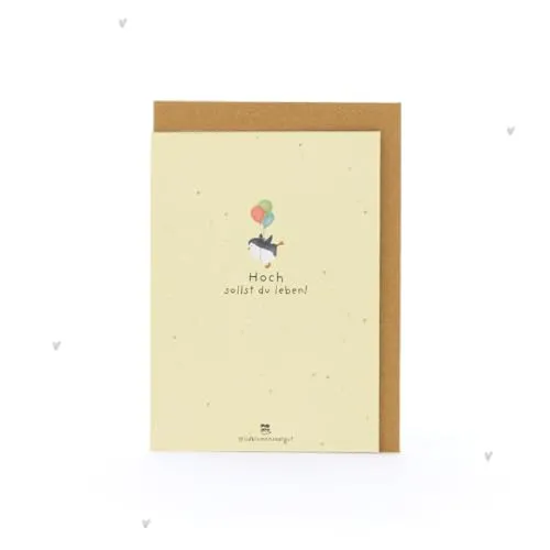 Grußkarte „Hoch sollst du leben“ – Wachsende Geburtstagskarte aus Saatpapier mit Wildblumensaat | Fröhliche Grußkarte zum Geburtstag für Freunde, Familie oder Kollegen | Klappkarte zum Hochlebenlassen