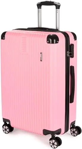 BRUBAKER Hartschalen Reisekoffer London - L Rosa - Koffer mit integriertem Zahlenschloss, 4 hochwertigen Rollen und praktischer Innenaufteilung für sicheres und stylisches Reisen.