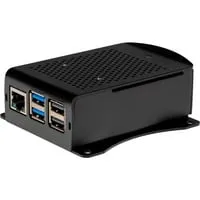 Aluminiumgehäuse für Raspberry Pi 5 schwarz, mit Halterung