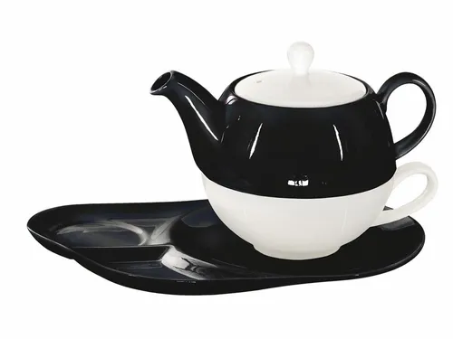 Buchensee Tea for one / Teeset Lena, Teekanne 500ml in schwarz aus Porzellan