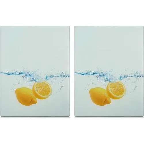 Zeller Present Schneide- und Abdeckplatte Lemon Splash - Herdabdeckplatten aus ESG-Sicherheitsglas, hitzebeständig bis 240°C, rutschfest und hygienisch - perfekter Schutz für Ihr Kochfeld und zusätzlicher Arbeitsplatz.