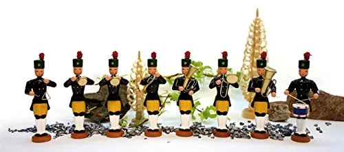 Rudolphs Schatzkiste Miniaturfiguren Bergmannskapelle 8tlg.  - Weihnachtlicher Zierschmuck, handgefertigte Holzfiguren aus dem Erzgebirge, Höhe 9,5 cm, ideal für festliche Dekoration und als Blickfang im Weihnachtsheim.