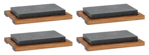 kela Tischgrill Heißer Stein-Set COUNTRY, 8-teilig - Raclette Grill mit Heißer Stein, ideal für gesellige Abende, Maße: 16 x 24 cm, in stilvollem Braun/Grau, für ein einzigartiges Grillvergnügen zu Hause.