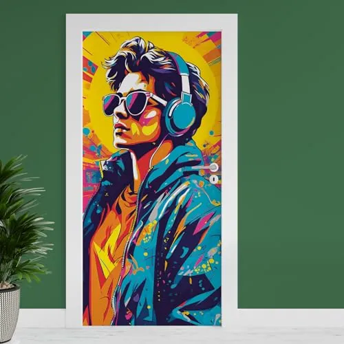 Finest Folia Türfolie 90x200 cm Türtapete Türposter Folie für Tür Wohnzimmer Kinderzimmer Küche Türaufkleber Bad Aufkleber selbstklebend TF03 (16 Grafitti Guy)