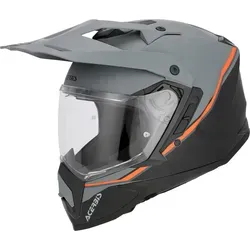 Acerbis Assault Endurohelm - Matt Grau/Schwarz/Orange - M - Motorradhelm mit innovativem aerodynamischem Design für maximalen Komfort und Sicherheit. Ideal für Offroad-Abenteuer und lange Straßenfahrten, mit abnehmbarem Visier und integriertem Sonnenvisier.