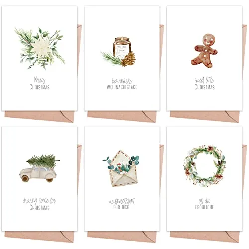 Weihnachtskarten mit Umschlag Set (12 Stück)