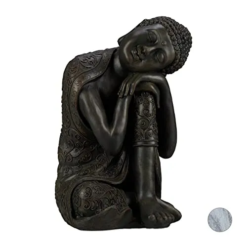 Buddha Figur XL 60cm - Dekofigur für Garten & Feng Shui - Gartenfiguren & Verzierungen, frostbeständige Buddha Skulptur für harmonische Energie und stilvolle Gartengestaltung.