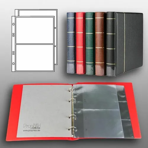 Prophila Banknoten-Album mit 20 Hüllen für 50 Banknoten rot