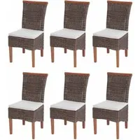 6er-Set Esszimmerstuhl Sinio - Stilvolle Rattan-Küchenstühle mit Sitzkissen - Stühle in modernem Design, ideal für Esszimmer und Küche. Hochwertige Verarbeitung mit komfortablen Sitzkissen für besten Sitzkomfort.