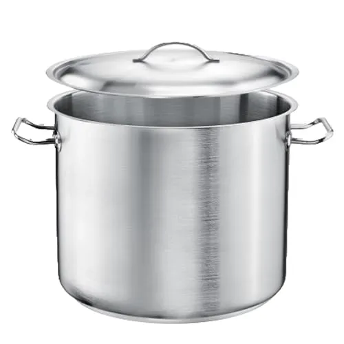TOMGAST hoher Topf mit Deckel Durchmesser 24 cm PRO | Fassungsvermögen 8,5 l, Höhe 20 cm | Edelstahl | Für Kochfeld und Induktion | Spülmaschinenfest