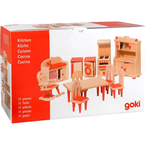 Goki Dollhouse Furniture Kitchen - Holzspielzeug mit liebevoll gestaltetem Küchenmöbel-Set für kreative Rollenspiele und fantasievolles Spielen.