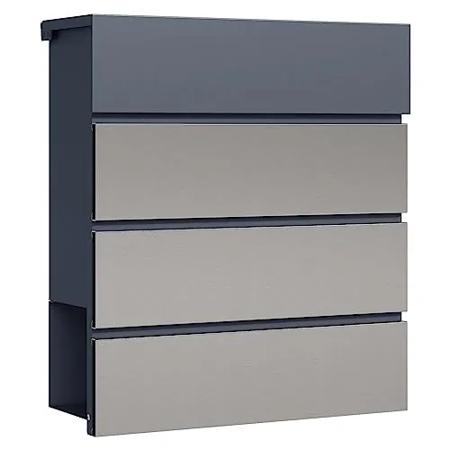 Toboli Briefkasten V64 Anthrazit und Edelstahl in grau von Toboli