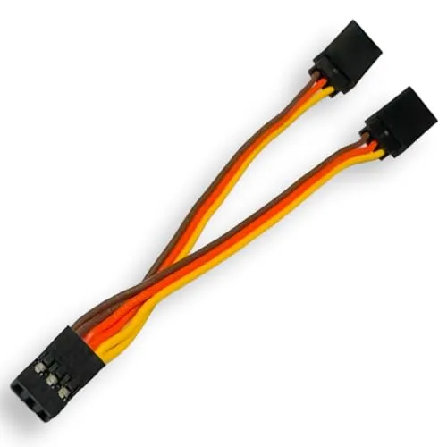 VUNIVERSUM Premium Servo Y-Verlängerungskabel, 15 cm, JR Male/Female, 1 Stück, Inkl. 26AWG Silikon Kabel, Perfekt für Futaba, Robbe, JR, Graupner, Hitec, RC Kabel, Servokabel, Teen, Young Adult