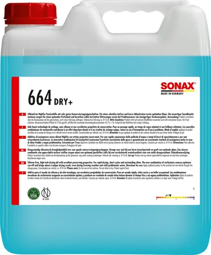 SONAX SX GlanzTrockner 10 L - Hochwertiger Fahrzeugglanz-Trockner im praktischen 10 L Kanister, sorgt für streifenfreies Trocknen und schützt den Lack.