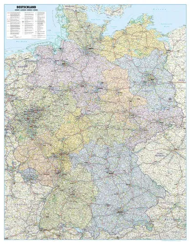 Poster Straßenkarte Deutschland. Maßstab 1:700 000 | deutsch