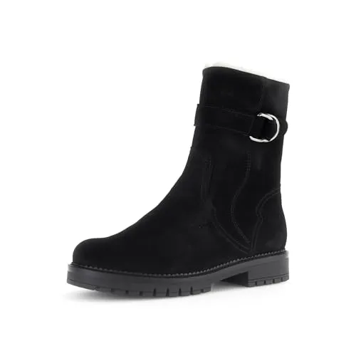 Gabor Damen Biker Boots – Komfortable Stiefeletten mit Warmfutter, Schwarz, 38.5 EU - Stiefeletten für Damen in eleganter Biker-Optik. Mit warmem Futter und komfortabler Mehrweite (H) für perfekten Tragekomfort. Ideal für kalte Tage.