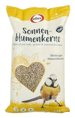 elles Sonnenblumenkerne geschält 5kg - Vogelfutter – Hochwertige, schalenfreie Sonnenblumenkerne für saubere Futterplätze und optimale Energieversorgung von Wildvögeln, ideal für jede Jahreszeit.