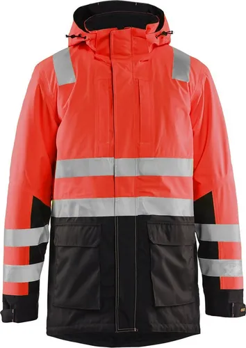 Blåkläder Warnschutz-Shirt High Vis Winterparka - Warmer Winterparka für anspruchsvolle Arbeitsumgebungen. Hergestellt aus wind- und wasserfestem Material, bietet er Komfort und Sichtbarkeit. Mit verstellbarer Taille, praktischem Zwei-Wege-Reißverschluss und strapazierfähigem Außenmaterial.
