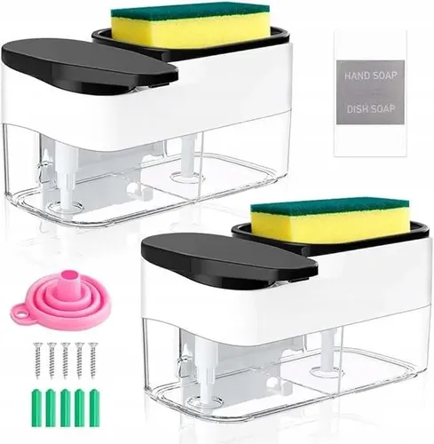 2-in-1 Seifenspender mit Schwammhalter für Waschbecken