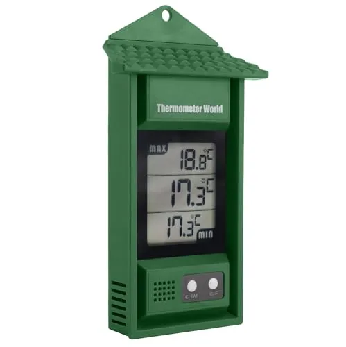Digitales Max-Min-Thermometer für Gewächshäuser - Wetterstationen mit stilvollem Design zur genauen Überwachung von Max- und Min-Temperaturen. Ideal für Gärtner und schützt vor Witterungseinflüssen.