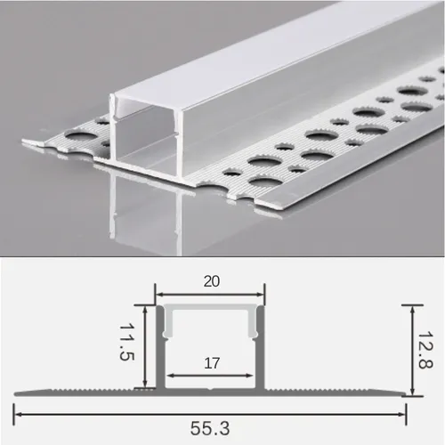 2m Alu Profil Unterputz für LED Strip H-10 - Lichtschläuche & -ketten: Extra breites Aluminiumprofil (17 mm) für eine elegante LED-Beleuchtung in jedem Raum, ideal für Unterputzmontage.