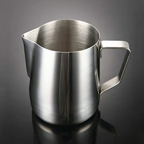 Holdlebe Milchkännchen Milk Pitcher aus Edelstahl, Ideal zum Aufschäumen von Milchschaum, Silber, 1000ml
