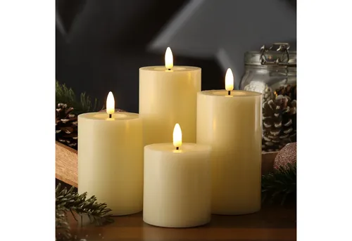 MARELIDA LED-Kerze Kerzenset ELIA Echtwachs Stumpenkerzen für Adventskranz 4 Größen 4St (4-tlg)