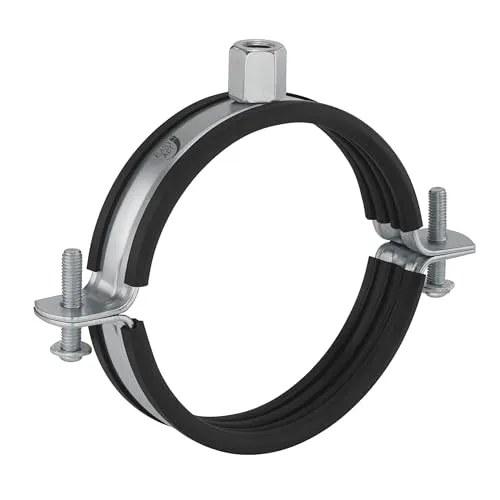Easy Act Rohrschelle 150 mm mit Gummidichtung für Lüftungskanäle, Schraubrohrschelle aus verzinktem Stahl, Rohr Schelle mit M8/M10 Anschluss