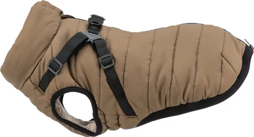 TRIXIE Hundemantel Geschirr Wintermantel Pirou beige XS | 27 cm - Sonstiger Hundebedarf, warmer und wetterfester Mantel mit integriertem Geschirr für optimalen Tragekomfort und Sicherheit bei kaltem Wetter.