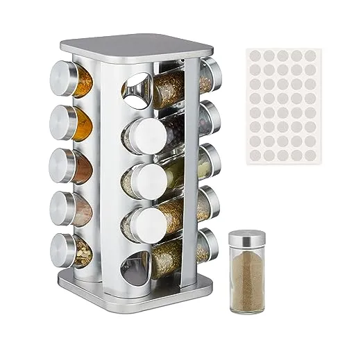 relaxdays Gewürzkarussell mit 20 Gläsern