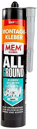 MEM Montage-Kleber Allground 3in1, Zum Kleben, Dichten und Füllen, Grau, Wasser- und UV- beständig, Für fast alle Untergründe, Lösemittelfrei, 430 g Kartusche