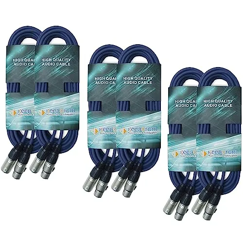 keepdrum DMX-Kabel Set Blau – 6x 3-pol XLR Kabel (2x 3m, 2x 10m, 2x 15m) - Das keepdrum DMX-Kabel Set in Blau umfasst 6 hochwertige 3-polige XLR-Kabel. Ideal für die zuverlässige Signalübertragung in der Lichttechnik, inklusive Abknickschutz für lange Haltbarkeit.