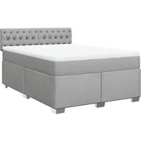 vidaXL Boxspringbett mit Matratze Hellgrau 140x200 cm - Bequemes Boxspringbett mit Taschenfederkernmatratze und LED-Beleuchtung für ein individuelles Schlafambiente. Der abnehmbare Bezug der Matratzenauflage sorgt für einfache Pflege und verlängert die Lebensdauer.