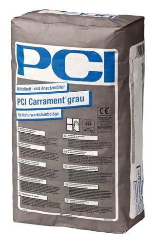 PCI Carrament 25 kg - Verlegemörtel in Grau - Hochwertiger, plastisch geschmeidiger Verlegemörtel, frostbeständig und dauerhaft nassfest. Ideal für verschiedene Anwendungen und optimale Verarbeitung bei 5°C bis 25°C.