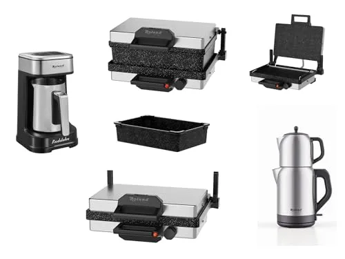 Roland Germany Kontaktgrill Multigrill Granit 2000WKasserolle, Teekocher, Mokkamaschine 4-in-1 Set, 2000,00 W (1, 4in1 Set)